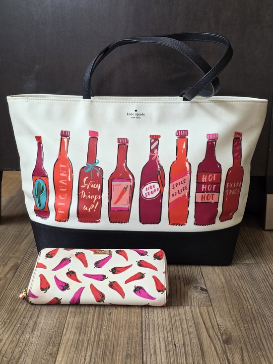 kate spade Handbags - Kate Spade Extra Spicy Hot Sauce Remmi Tote and matching Chili Pepper Zip Wallet